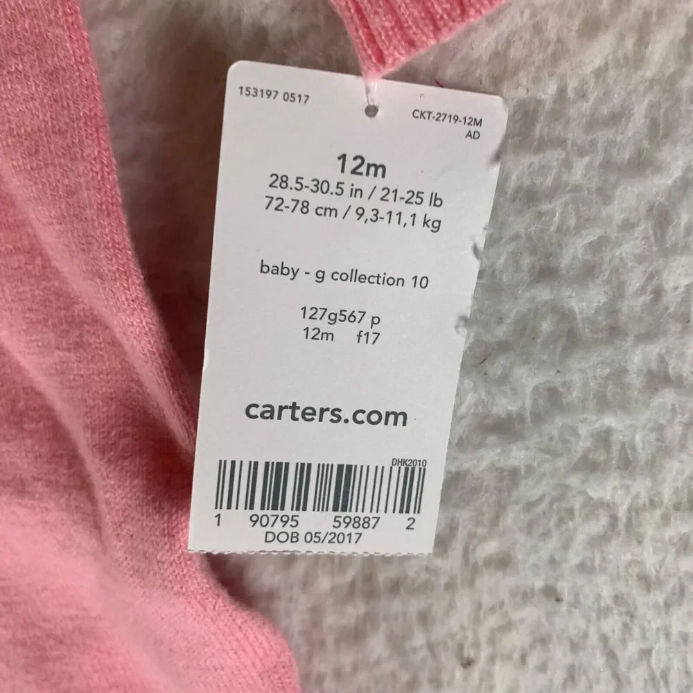 Carter's Baby Girls‎ Pink Bear Sweater Knit Jumpsuit Size 12 Months NWT
